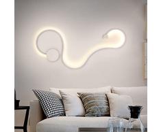 Lampada Da Parete LED, Bianca. In Alluminio, Forma A Nastro, Design Moderno, Risparmio Energetico - Potenza 20W Dimensioni 84x34 Cm (Bianco caldo)