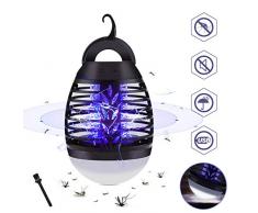 GEEDIAR 2-in-1 Lampada Zanzare Elettrico, IP67 Impermeabile UV Lampada Antizanzare Lanterna, 5W Zanzariera Elettrica con 2200mAh USB Ricaricabile, 3 Luminosità di LED Luce per Esterno Campeggio