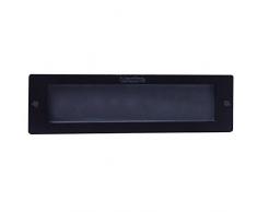 LineteckLED® - E02.002.05F - Faro segnapasso LED 5W rettangolare da incasso per esterno IP65 colore nero impermeabile e calpestabile luce fredda 6500K 220V angolo luce 45°