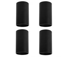 Klighten 4 Pcs Faretto a Soffitto Rotonda Nero, Attacco GU10, Plafoniera in Alluminio Montaggio superficiale Lampada da soffitto per cucina, soggiorno, corridoio, 56 x 100mm, lampadina non inclusa