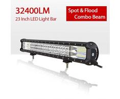 Willpower Barra LED Fuoristrada Barra Luce a Led 59cm 324W Combinazione di Fascio Spot e Fascio Inondazione DC 12V Impermeabile Fari LED Luce da Lavoro Trattore Auto Camion Barca 4x4 ATV