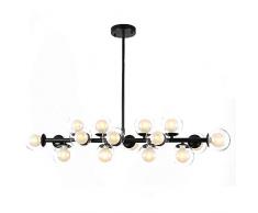 Nordic Molecola Lampadario Metà Secolo Nero Opaco Finiture Lampada A Sospensione Soffiato A Mano Vetro Palla Plafoniera Moderna Soggiorno Sala Da Pranzo Soffitto Plafoniera Nero 16 Luci