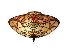 Lampada da soffitto in stile Tiffany Bella Mezzo incorporato Rotonda Colorata Shell Design Paralume soffitto lampada stile Liberty/colore vetro paralume per Soggiorno Camera da Letto E27 * 3,Ø40cm