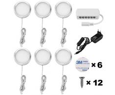 Lightess 6Pezzi Lampada per Armadio LED per Armadio Lampada da Lavello per Cucina Luce Notturna per Vetrina Guardaroba Camera da Letto