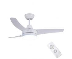 CJOY Plafoniera con Ventilatore Silenzioso, Ventilatori a Soffitto con Illuminazione Silenziosa con Telecomando Bianco Avorio 42 Pollici 3 Pale Ventilatore in ABS Luce Led 24W Motore AC