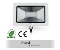 Auralum® Ultraslim 10W 230V IP65 Impermeabile LED Faretti Proiettori Proiettore Luce da Esterno, 750LM, SMD 3030, 5500K~6000K Bianca Fredda