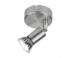 Biard 'Boston' 2 x Binario Porta Faretti Orientabile Per Lampadina Spot GU10 a Soffitto in Nichel Satinato (1 Luce, IP20, Multi-Direzionale)