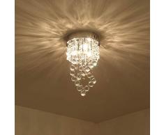Etelux Plafoniera di cristallo, Moderno Lampadario di Cristallo Plafoniera Luce Soffitto Lampada da Soffitto Cristallo K9 Cromo Acciaio Inox per Camera da Letto, Sala, Soggiorno, Corridoio
