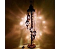 Raelf Mediterranea lampada da terra in vetro Mosaico Lampada da terra luce di notte-MC7X5 lampadina lampada da terra di colore satinato paralume di vetro Lampada da terra in camera decorazione antica