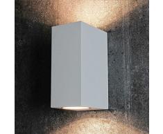 Faretto compatto up & down per facciate Applique Lampada da esterno bianca Versione 2x GU10 fino a 35W IP44 Lampada da esterno Illuminazione giardino e cortile