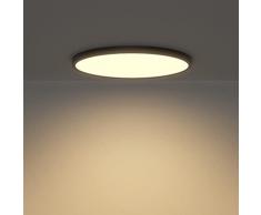 Klighten Plafoniera LED Soffitto Moderna 28W 2520LM, Lampada da Soffitto Tonda Pannello LED Luce Soffitto per Cucina, Soggiorno, Camera, Corridoio, Ø30cm × H2cm, Bianco caldo 3000K, Nero