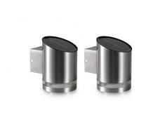 LED LOVERS Set da 2 Luci da Parete da giardino, Lampade impermeabile in Acciaio Inox, Luce per esterni, A Batteria 0.5W, Illuminazione Giardino, Cortile, Vialetto, Terrazza, Patio