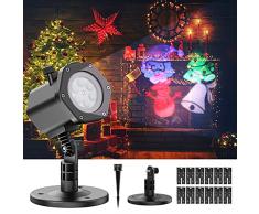 Nekano Lampada Proiettore LED Esterno&Interno con 12 Luci Effetto Onda Illuminazione Esterna Impermeabile(aggiornato) IP65 Luce Natalizia per Natale, San Valentino, Halloween, Festa, Decorazione