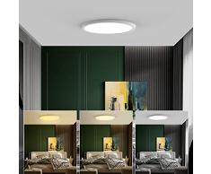 Wayrank Plafoniera LED Ultrasottile, 2.5cm Lampada da Soffitto Moderno con 3 Colori, 24W Tonda Pannello LED Luce per Camera Soggiorno Bagno, 3000k-6000k, Ø30cm