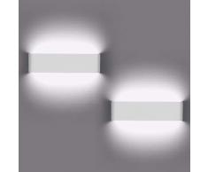 Lampade da parete per interni, 2 pezzi Applique da parete 12W LED Luci su e giù Lampada da parete moderna per soggiorno Balcone Portico per scale, Luce bianca fredda