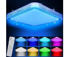 Plafoniera LED Soffitto 30W, Ø28cm Plafoniere Lampada Dimmerabile con Luce Fredda Calda e RGB Colore, Plafoniera con Telecomando per Soggiorno, Ufficio, Camera da Letto, Bagno, Cucina, Corridoio