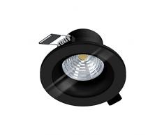 EGLO Led faretto da incasso Salabate, spot Led dimmerabile in alluminio e vetro, luce Led da incasso in nero, trasparente, faretto Led da incasso bagno, bianco caldo, IP44, Ø 8,8 cm