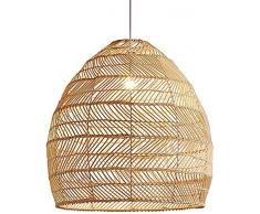 SixYi Lampadario in Rattan Fatto a Mano in Stile Cinese Lampada a Sospensione in Rattan in Metallo Lampada a Sospensione Industriale Vintage Sala da Pranzo Lampada a Sospensione Droplight Balcone Bar