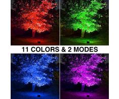 Onforu 2 Pezzi 60W Faretto LED RGB Esterno, Proiettore IP66 Impermeabile, 2 Modalità 11 Colori con Telecomando, Funzione di Memeria, Faro per Decorazione Festiva di Natale, Halloween, Giardino