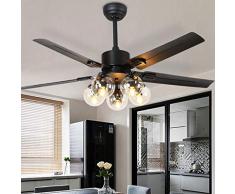 lampade a Sospensione e plafoniere Soggiorno Ventilatore a soffitto in Ferro battuto Luce Luce Ventilatore Ristorante Home Retro lampadario con Ventilatore Creativo Fagiolo Magico soffitto Ventilator