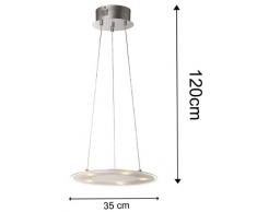 LED 5 x 5 W lampadario SD8097-05A regolabile in altezza lampadario in cromo, vetro bianco satinato, paralume diametro 35 cm, altezza 120 cm 3000 K bianco caldo