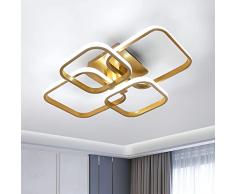 Kiwaezs Plafoniera LED 60W, Modernolampadario LED Soffitto 6000K, 4 Plafoniera LED Soffitto Quadrata Rettangolo, Lampadario LED Interno, Luci a LED da Soffitto per Camera da letto, Soggiorno (Oro)