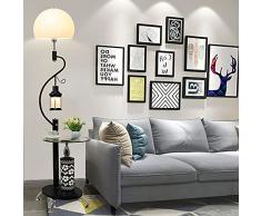 Lampade da terra, Lampada da terra, lampada da terra a luce soffusa con lampadario a V, lampada da terra con pilastro cavo intagliato, 2 × portalampada, for soggiorno/camera da letto/ufficio