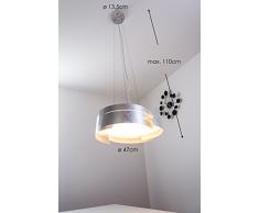 Lampadario a LED „Novara“: Lampadario argento | lampada a sospensione in metallo | per lampadine a LED da max. 60 Watt