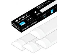 V-TAC 4x Plafoniere LED 120 CM da Soffitto o Parete - 40W - con Chip Samsung - Lampada Rettangolare 4300 Lumen IP20 per Parete, Garage, Negozio - Tubo LED - Luce 3000k Bianca Calda
