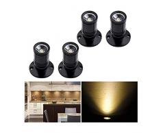 Midore 4 mini faretti LED da incasso in alluminio bianco caldo con trasformatore, colore argento