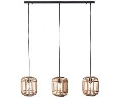Lampada a sospensione decorativa Nature 3 x E27 max. 40 Watt in metallo/rattan marrone chiaro nero