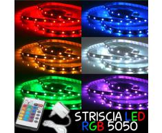 TEMPO DI SALDI Striscia Led Rgb Smd 5050 Bobina Adesiva 5 Metri Con Alimentatore E Telecomando