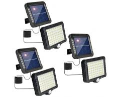 Faro Faretto Solare Led Esterno Interno 3 Packs Fari Faretti con Pannello Solare Lampade Solari Luci Lampada con Sensore di Movimento Luce a Led da Esterno Energia Farò Pannelli da Giardino