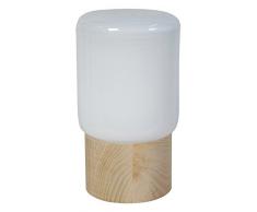 Tosel 64489 Gufo-Lampada da comodino in legno di faggio massiccio, colore: legno/vetro soffiato, Opale, dimensioni: 120 x 220 mm