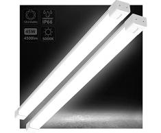Airand Neon LED 150CM, Plafoniera LED 45W Tubo LED 4500LM Plafoniere IP66 Impermeabile Lampada LED Moderna Seminterrato Bagno Garage Ufficio Magazzino Cucina(2PCS)[Classe di efficienza energetica F]