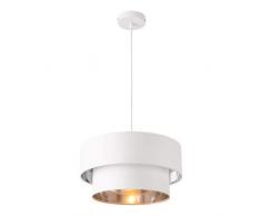 lux.pro Lampada a Sospensione in Stile Moderno E27 60W Lampadario con Paralume Ø 40 cm in Tessuto - Bianco