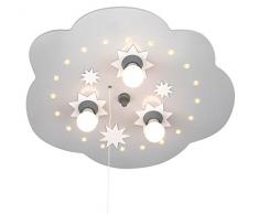 Elobra, Lampada da soffitto per bambini, a forma di nuvoletta con stelline e funzione luce notturna, attacco E14, classe di efficienza energetica A