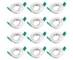 SEBSON 12x Faretto ad incasso incl. portalampada GU10 - Foro di montaggio ø80mm Dimensioni ø91x19mm, orientabile, alluminio bianco, LED/Alogena