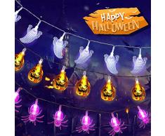 Chennyfun Halloween Luci Stringa, 3 Pezzi 20 LED Arancia Zucca Bianco Fantasma Viola Ragno, Fata Zucca Luce Della Stringa, Catena Luminosa a Batteria Alimentate, per Decorazioni di Halloween