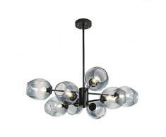 Regolabile Bolla Luce Appesa Plafoniera Lampada,E27 (In Vi Edei) Metà Del Secolo Trasparente Sfera Di Vetro Lampadario Sputnik,Nordic Starburst Durante La Luce-Lamplume grigio fumo sfumato 8 testa