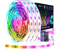 15m Striscia Led, L8star Led Striscia 5050 Strisce Luminose con Controller Bluetooth Sincronizza con la Musica Adatto per TV, Camera da letto, Decorazioni per feste e per la casa