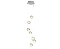7 Teste Sfera Di Cristallo Lampada A Sospensione Moderna Goccia Lampadario Regolabile In Altezza Lampada Sospeso Illuminazione A Soffitto Per Soggiorno Scala A Chiocciola Ingresso,Neutral Light-G4 21W
