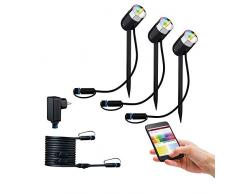 Paulmann 94284 Plug & Shine LED apparecchio per Esterni ZigBee Spot Pike Starter Set RGBW incl. 3 lampade da 4,5W dimmerabile IP44 Antracite 3000K 12.5 W