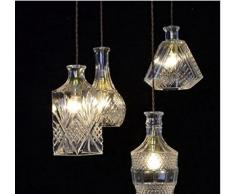 In ottone antico lampadario,luci a soffitto per soggiorno lampadario,Nordic Creative vetro intagliato bottiglia lampadario lampadario di cristallo retrò tavolo bar ristorante con tre lampadari