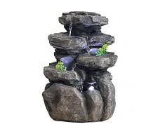 SEINHIJO Fontana da Interni Fengshui Zen Tavolo Cascata per Scrivania Ufficio Soggiorno Salotto Arte Regalo con illuminazione LED 31cm