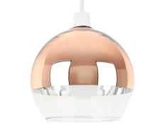MiniSun – Paralume moderno con un tocco vintage e sferico 'Arco' - con una finitura di colore rame lucido e vetro transparente – per lampada a sospensione