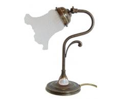 Lampada in ottone brunito per tavoli,scrivanie,comodini,lampade stile liberty con vetro satinato bianco lmi5 Dimensioni: Altezza 28cm,larghezza 15cm,profondità 22cm,diametro base 11,5cm.Le dimensioni sono comprensive del vetro.Portalampade