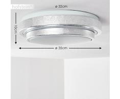 Plafoniera LED Sora rotonda di colore Argento spazzolato, Lampada da soffitto con 2-gradini/livelli, Lustro moderno per bagno, salotto, camera da letto - 3000 Kelvin luce bianca calda, 1380 Lumen