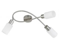 Reality Leuchten R80013907 - Plafoniera in nichel opaco e vetro bianco , 3 lampadine E14 max 40 W non incluse, lunghezza: 37 cm