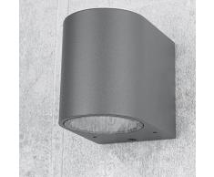 Licht-Erlebnisse Lampada da parete Applique esterna design moderno Aalborg color antracite GU10 IP44 Plafoniera Faretto Spot per giardino balcone terrazzo cortile